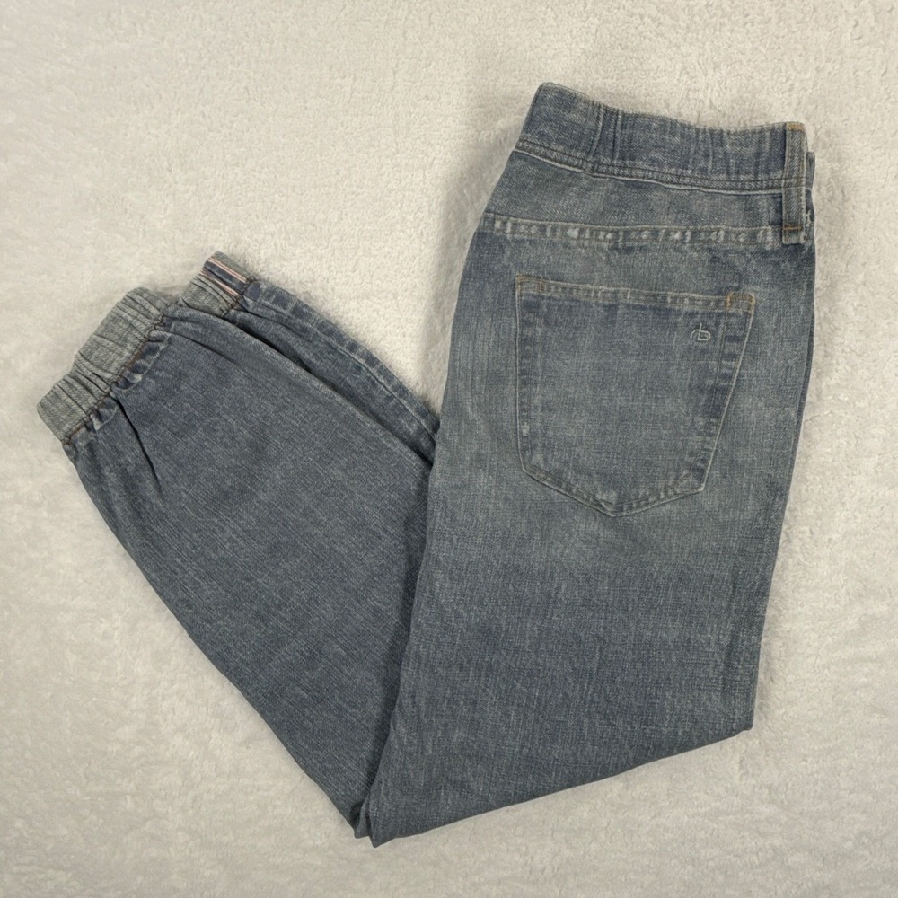 rag & bone Denim Jogger Jeans Womens Large Blue Distressed Relaxed Tapered Cuff